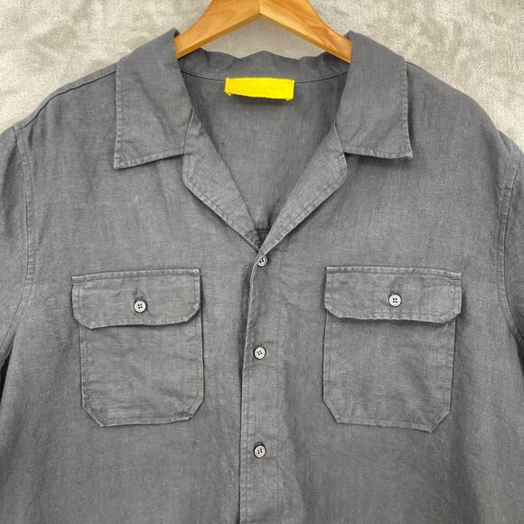 Good Counsel Black 100% Linen Short Sleeve Button Front Shirt - Picture 2 of 9